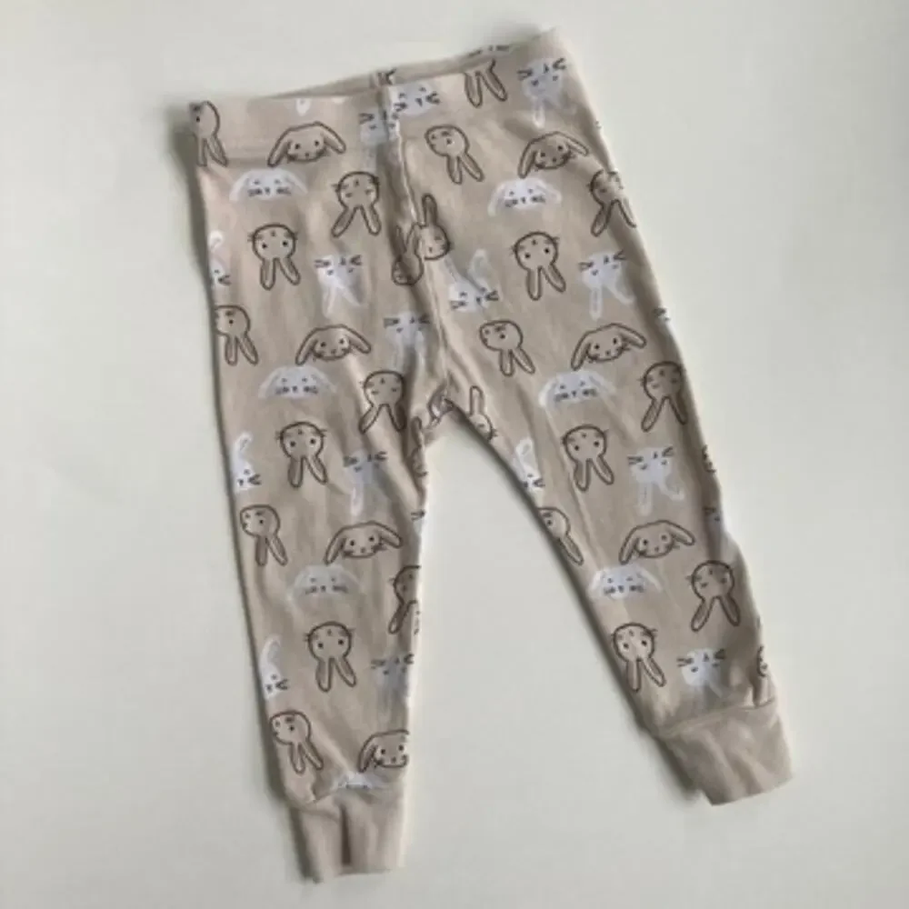 Old Navy Two Piece Bunny Rabbit Easter Pajamas - Gray Peach - 12-18M